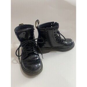 Dr Doc Martens Airwair Girls Kids Combat Boots Black Patent Leather Size 13 US